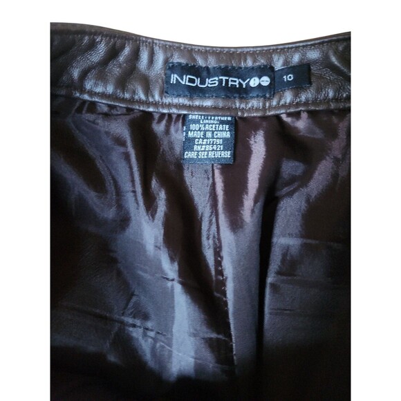 Industry Y2K Mid-Rise Soft Leather Flare Pants Womens 10 Brown Dark Academia - Picture 3 of 8